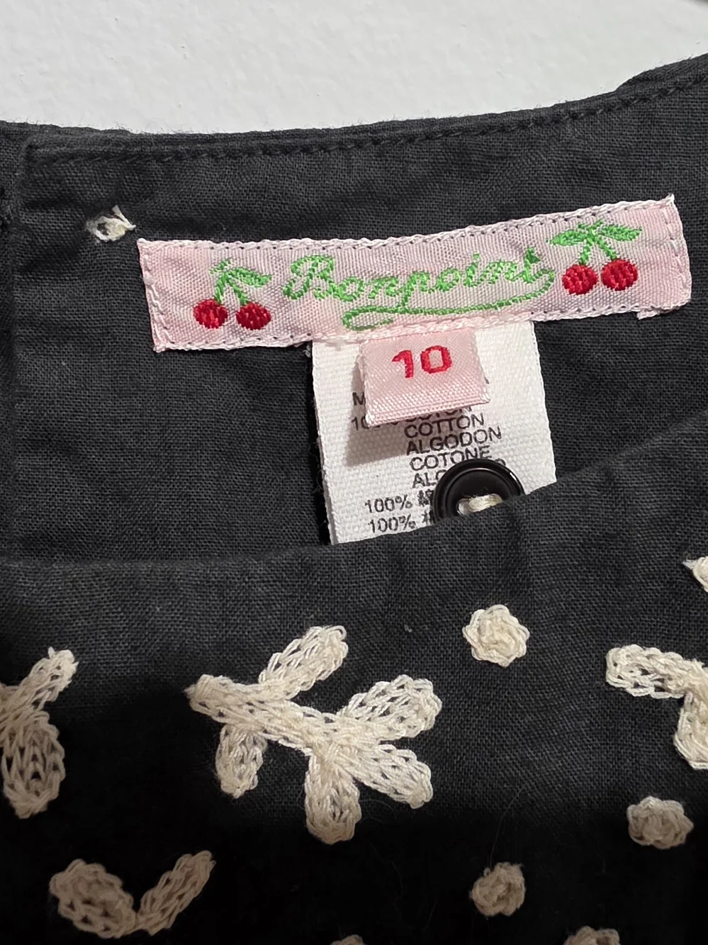 Bonpoint Gray Dress with Cream Floral Embroidery Size 10y